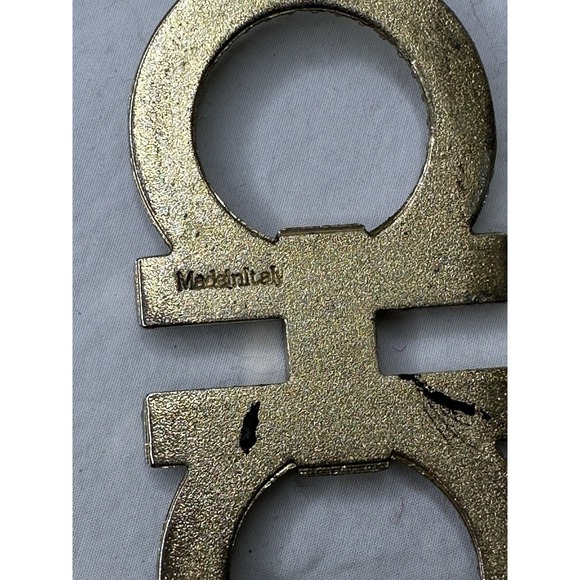 Salvatore Ferragamo Belt Buckle Logo Gold Tone Texture Made Italy VTG main image 4
